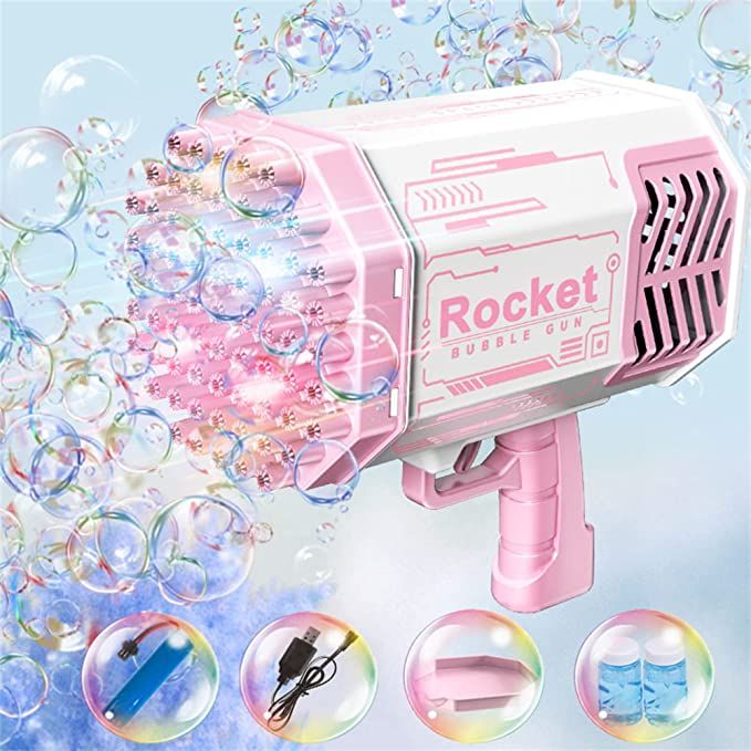 SHCKE Bubble Machine Gun, 69 Holes Rocket Bubble Machine with Colorful Lights, TIK Tok Bubble Mak... | Amazon (US)