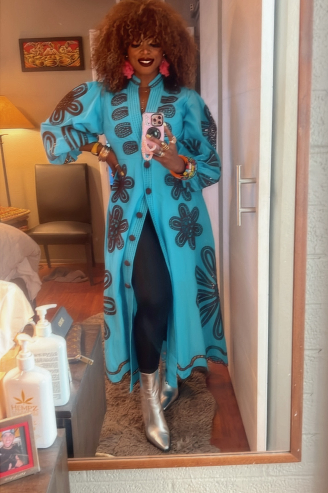 Obsessed with this buttoned up, blue and brown embroidered dress that I wore as a duster.  Paired with some pink Raffia earrings layered thin gold fine jewelry, silver booties, black leggings, and a black bodysuit with a  dark deep red lip and I was good to go! 


#LTKSeasonal #LTKHoliday #LTKGiftGuide