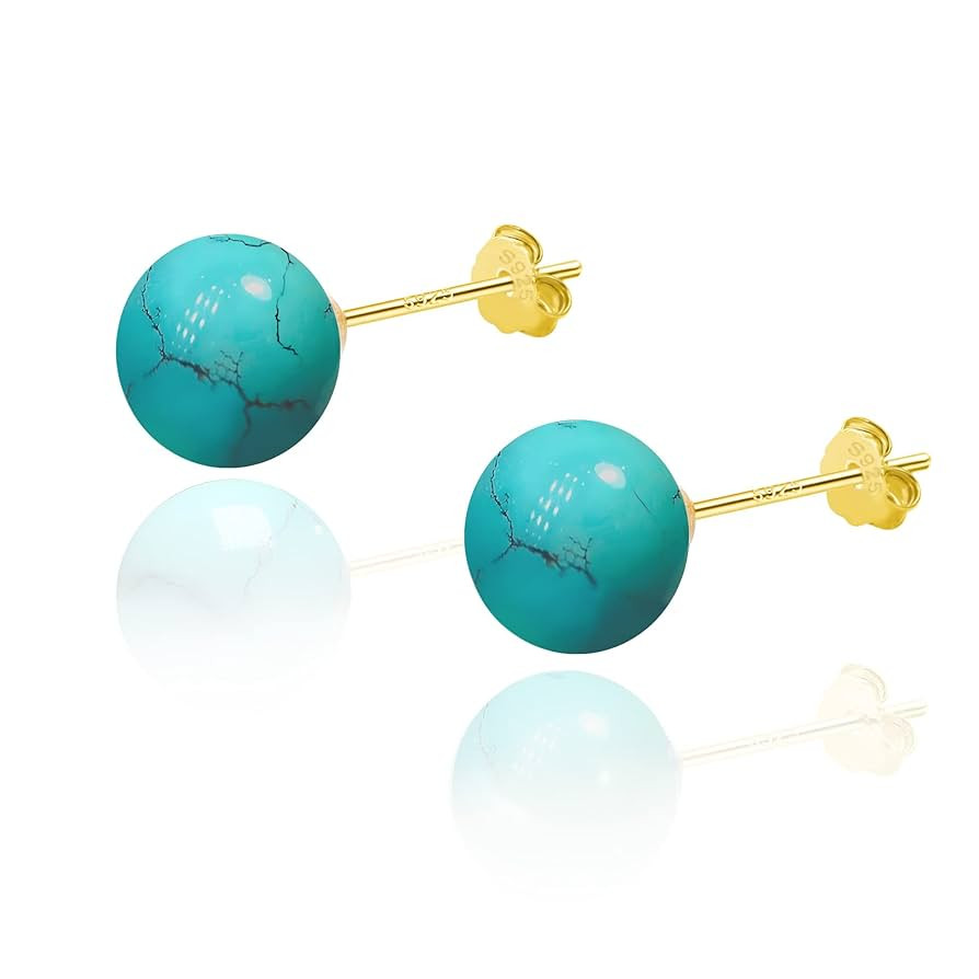 SmileBelle Turquoise Earrings for Women,18k Turquoise Jewelry as Gold Stud Earrings, Handmade Gen... | Amazon (US)