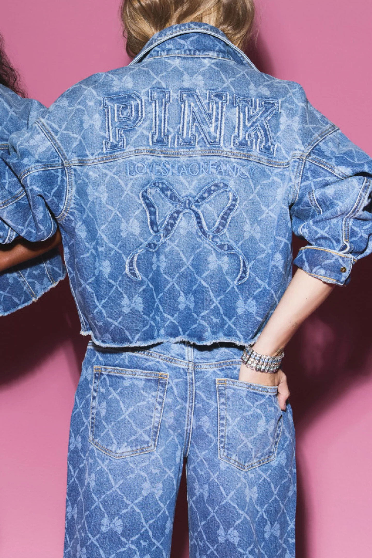 PINK x LoveShackFancy Cropped Denim Jacket | LoveShackFancy