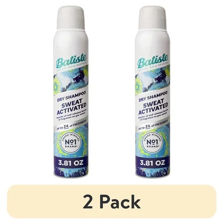 (2 pack) Batiste Sweat Activated Dry Shampoo Absorbs Oil & Helps Reduce Sweat Buildup 3.81 oz | Walmart (US)