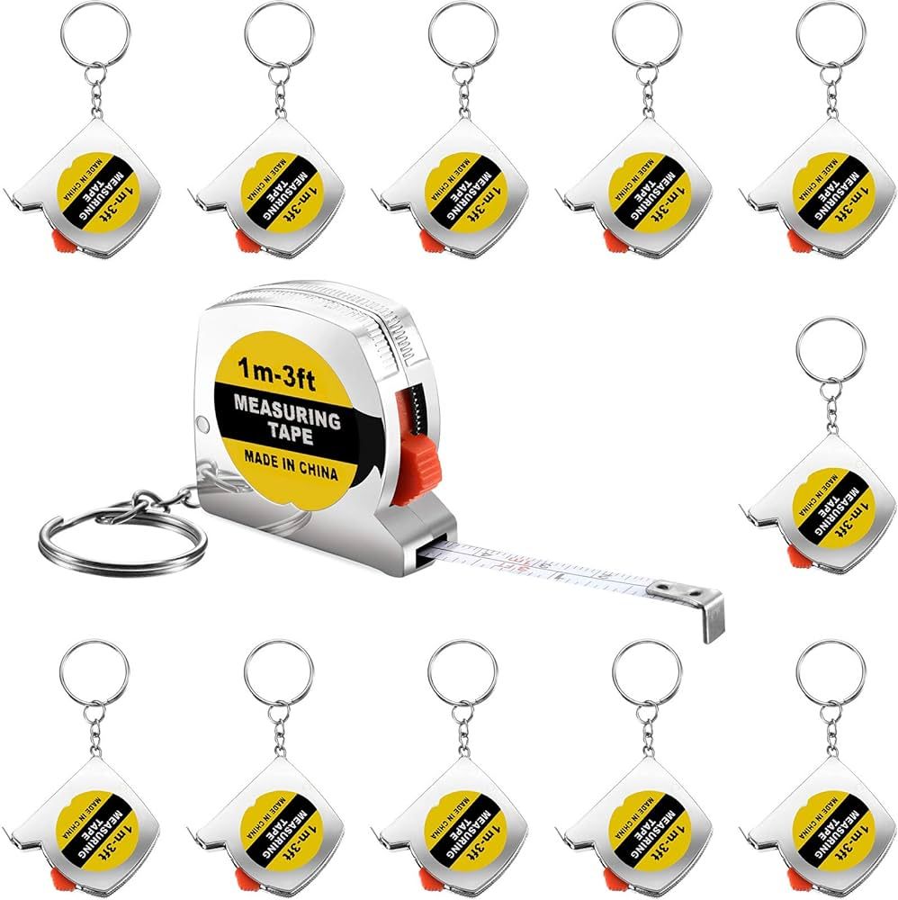12 Pieces 1.5 Inch Tape Measure Keychains Functional Mini Tape Measures with Stable Slide Lock Bi... | Amazon (US)