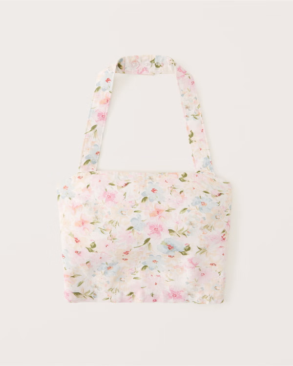 Wide Strap Halter Linen-Blend Set Top | Abercrombie & Fitch (US)