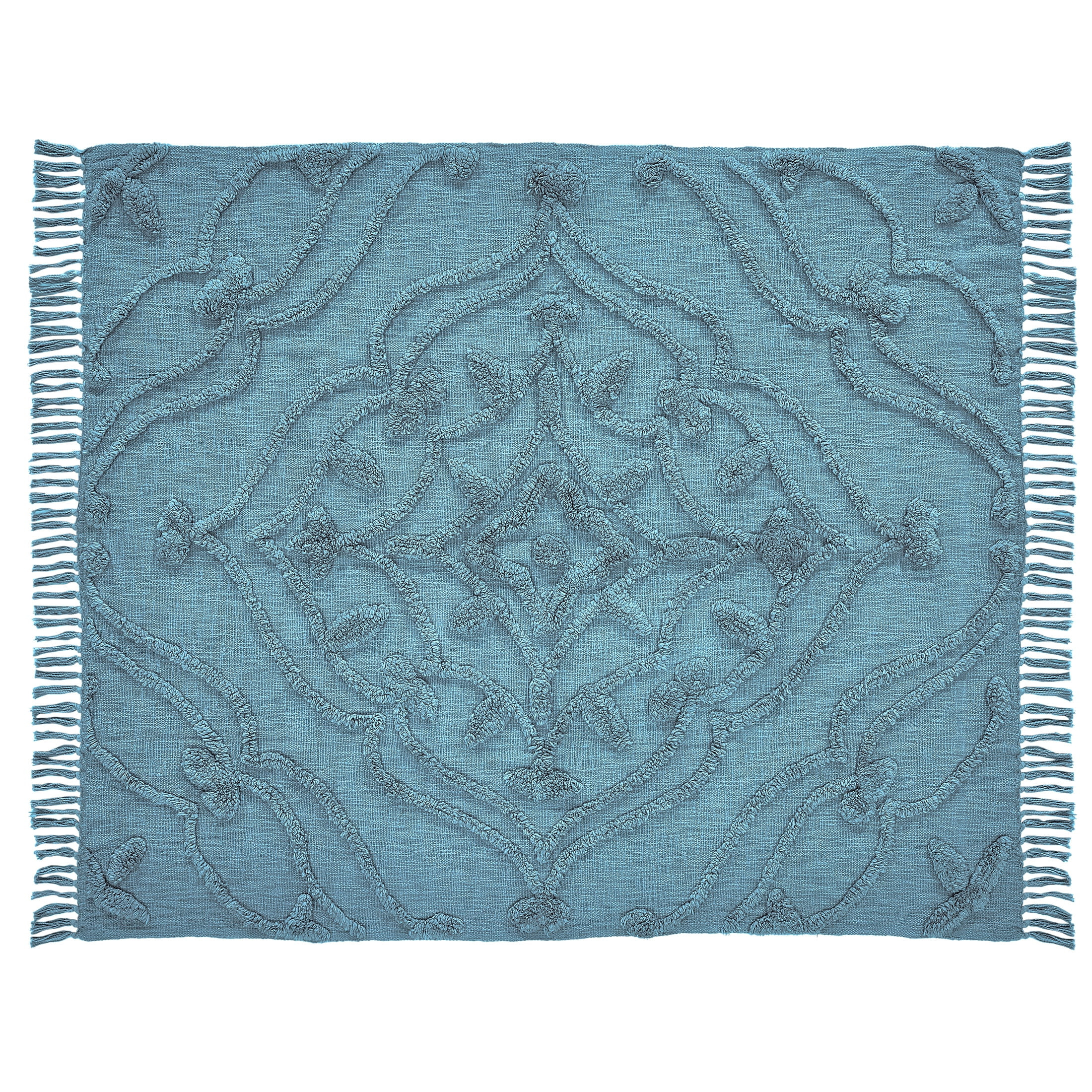 My Texas House Francesca Tufted Medallion Solid Cotton Throw, 50" x 60", Blue - Walmart.com | Walmart (US)