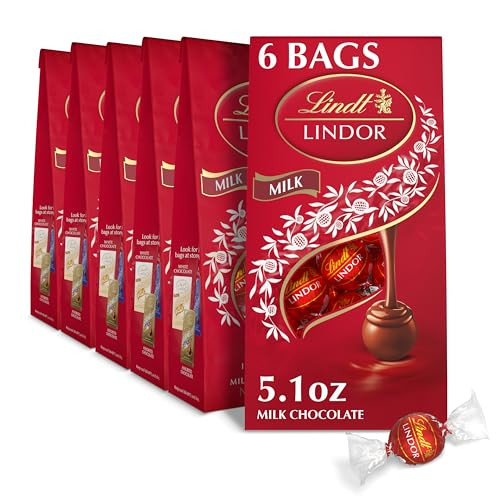Lindt LINDOR Milk Chocolate Truffles, Milk Chocolate Candy with Smooth, Melting Truffle Center, Great for Gift Giving, 5.1 oz. Bag (6 Pack) | Amazon (US)