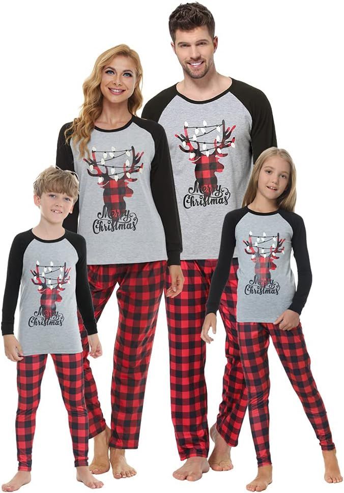 VENTELAN Family Matching Christmas Pajamas Set Holiday Santa Claus Sleepwear Xmas PJS Set for Cou... | Amazon (US)