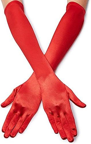 Lamsian Women's 22'' Long Elbow Satin Finger Gloves Red 1920s Opera Bridal Dance Gloves for Eveni... | Amazon (US)