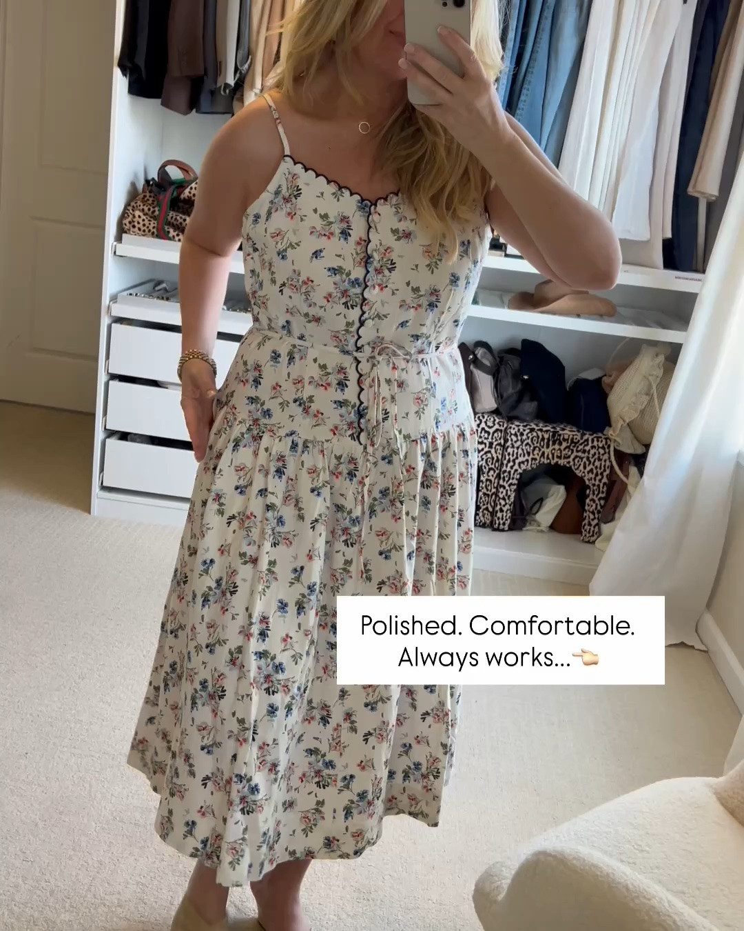 ✨Tap the bell, save and ❤️ for over 40 fashion, midlife style, midsize fashion and luxury looks for less. 

Spring to summer dress

⬇️Sizing information:
Large (size down if in between sizes.) 

👑"Helping you look good, feel good!" - Lindsey Denver