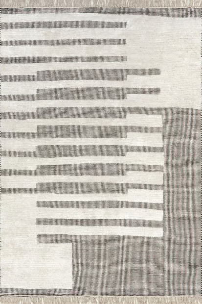 Ivory Hyperion Tasseled Cotton and Wool Area Rug | Rugs USA