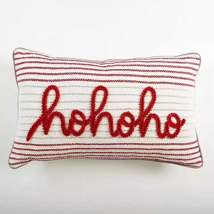 Ho Ho Ho Striped Christmas Lumbar Pillow | Kirkland's Home
