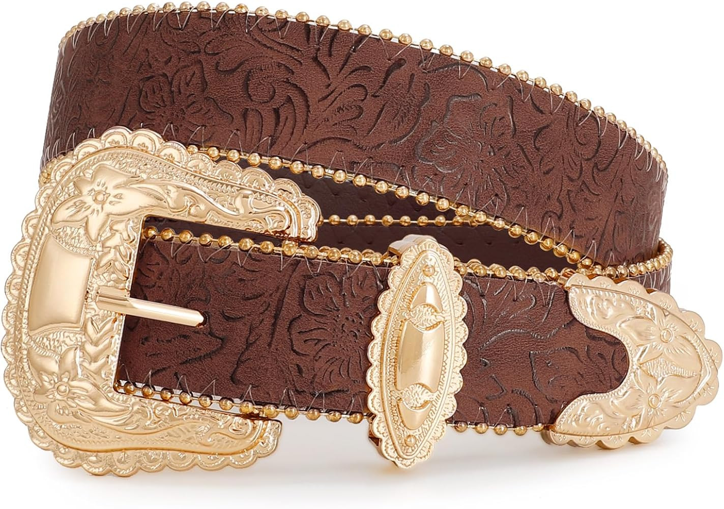 Floral Print Western Belts for Women Cowgirl Cowboy Country Leather Belt Fashion Vintage Belt for... | Amazon (US)