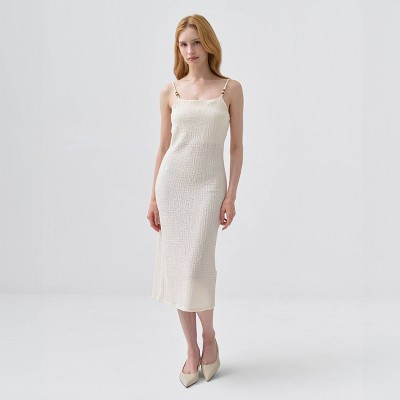 Women's Beaded Neck Midi Dress - A New Day™ Cream M | Target