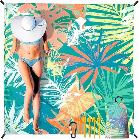 HIHOHO Beach Blanket Waterproof Sandproof Extra Large Beach Mat 79" X 83"/120"x108"for 1-8 Adults... | Amazon (US)