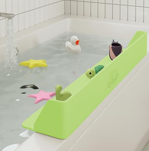 Little Splasher Original PlayPad, Bathtub Splash Guard Play Shelf - Toy Tray Caddy Holder Storage - Suction Cups Attach to Bath Tub - No Mess Water Spill in Bathroom for Toddlers Kids Baby (Green) | Amazon (US)