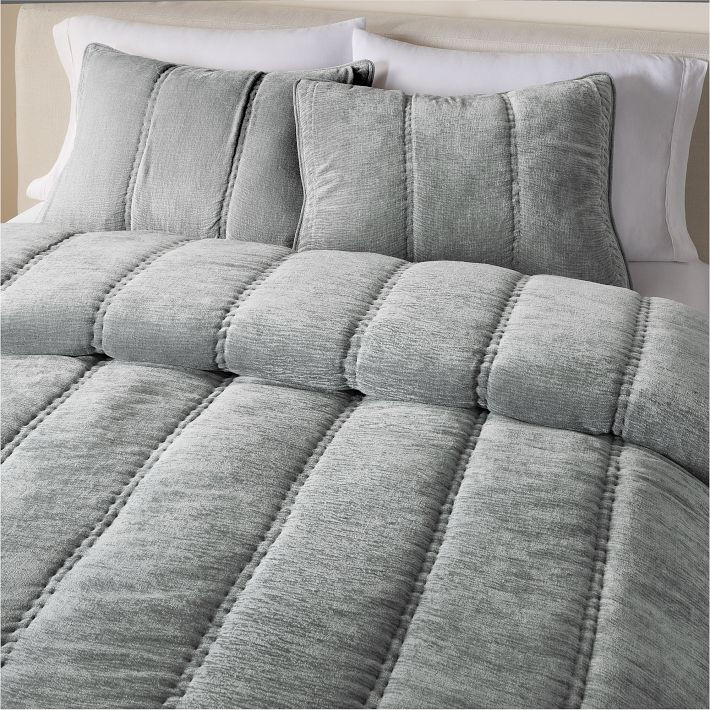 Striated Chenille Linear Comforter & Shams | West Elm (US)