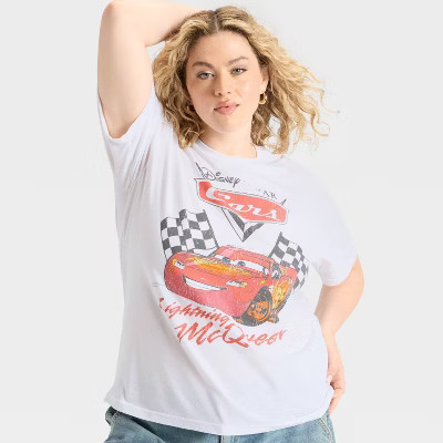 Women's Disney Cars Short Sleeve Graphic T-Shirt - White | Target