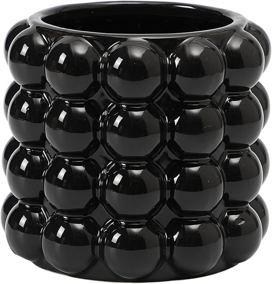 YANWE1 Bubble Vase, Black Ceramic Vase, Small Vase, Flower Vase, Boho Vase, Decorative Vase, Vase... | Amazon (US)