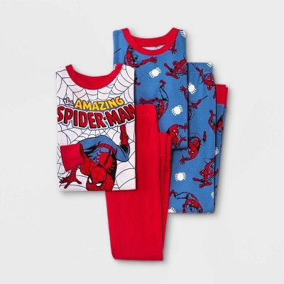 Boys' Marvel Spider-Man 4pc Pajama Set - Red/Blue | Target