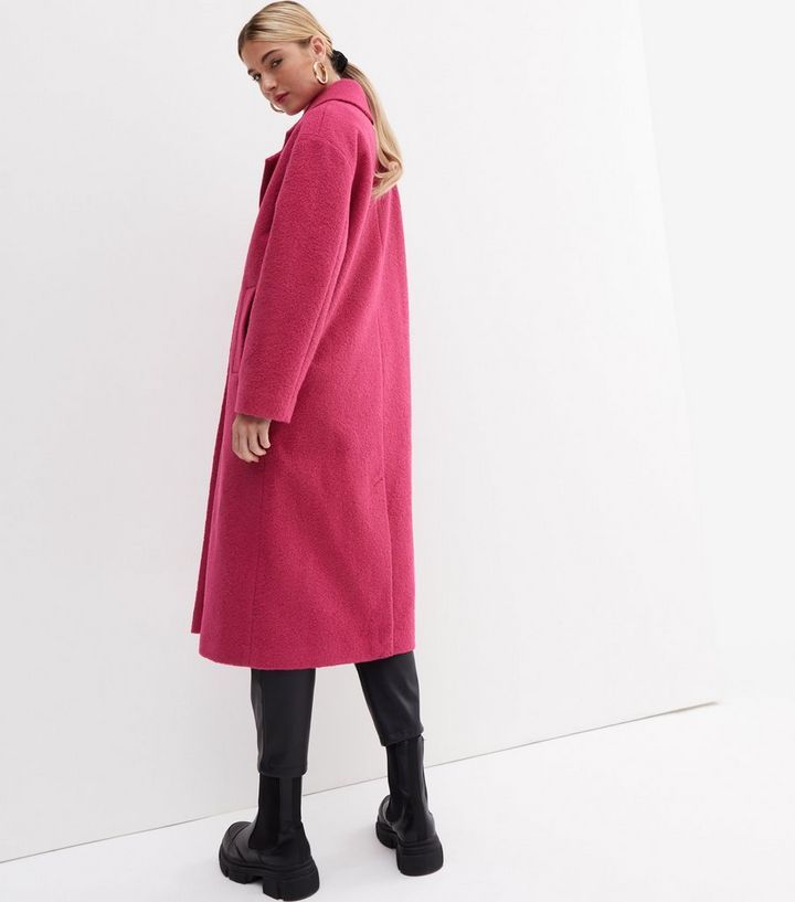 Deep Pink Bouclé Long Formal Coat | New Look | New Look (UK)