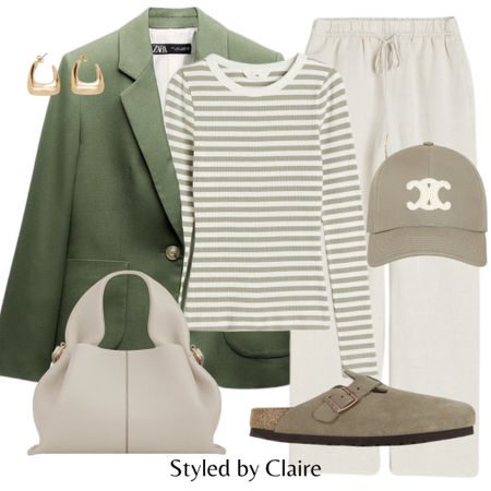 All the sage green tones🌿
Tags: oversized zara blazer, ribbed stripe top, linen trousers bargain H&M, Birkenstock Bostons, gold earrings. Fashion spring primavera inspo outfit ideas casual city break easy styling simple everyday look chic

#LTKstyletip #LTKitbag #LTKshoecrush