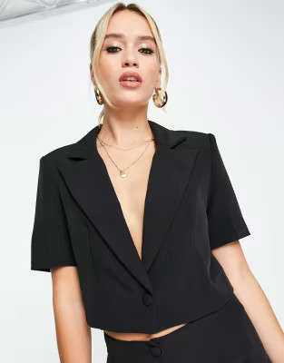 Extro & Vert cropped blazer top in black - part of a set | ASOS (Global)