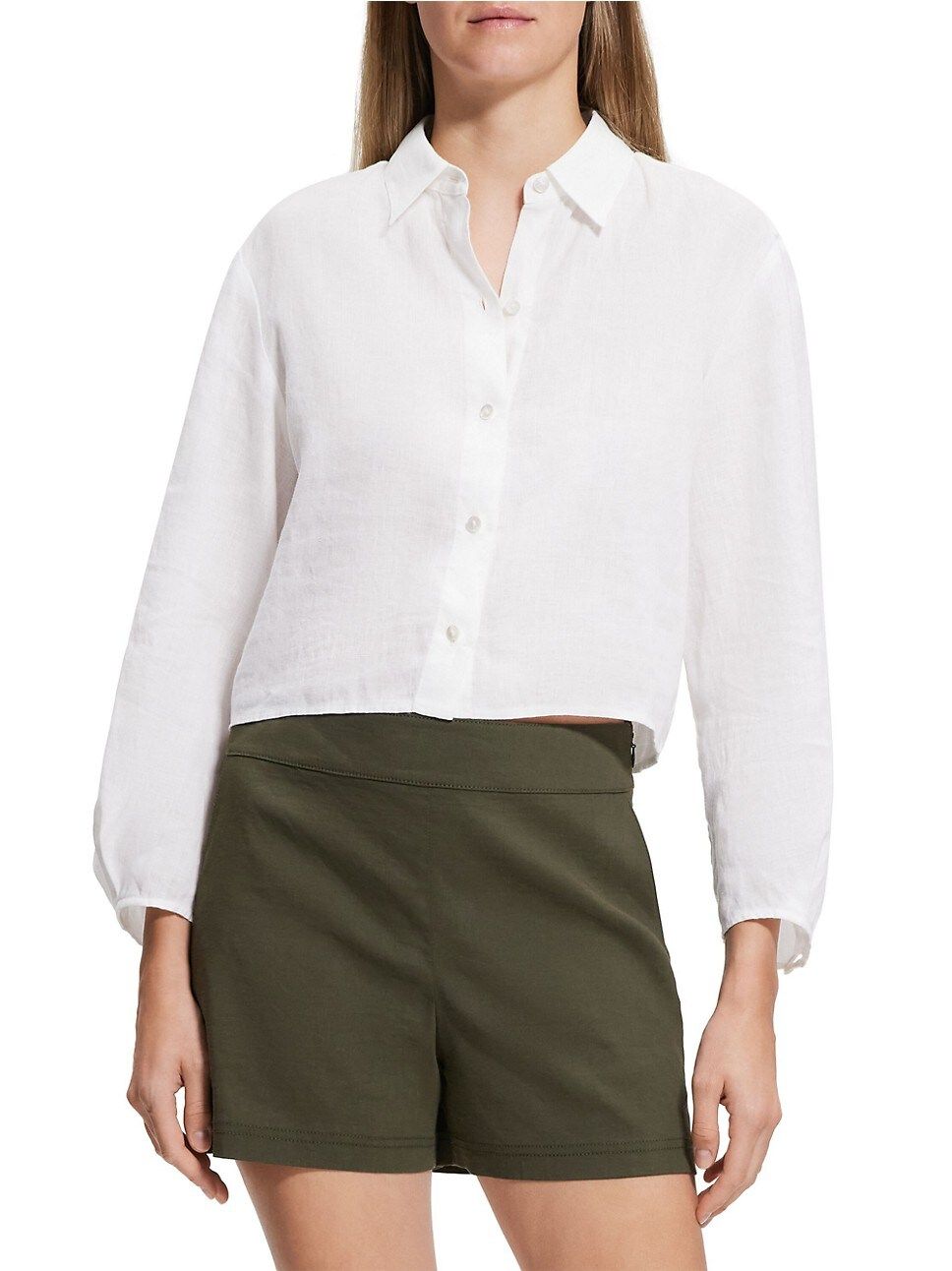 Linen Cropped Shirt | Saks Fifth Avenue