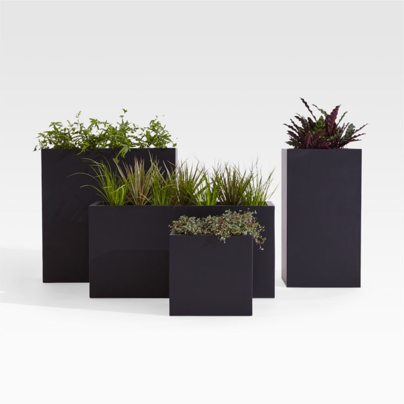 Walker Black Planters | Crate & Barrel | Crate & Barrel