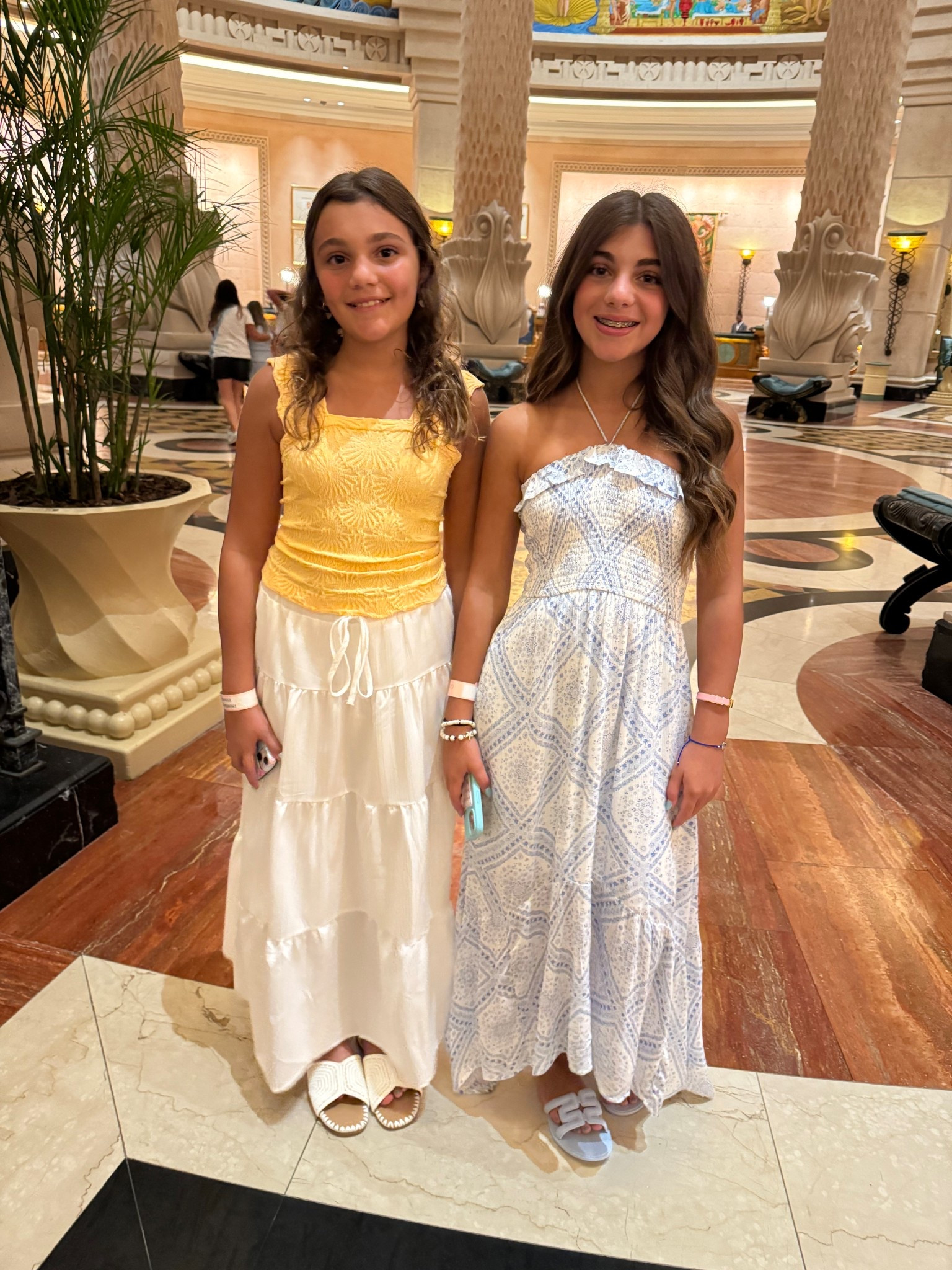 Gia is wearing an XS in her dress Val is wearing an XS in both her skirt and top! Both sandals are a size 7 in women’s. 

#LTKFamily #LTKKids #LTKTravel