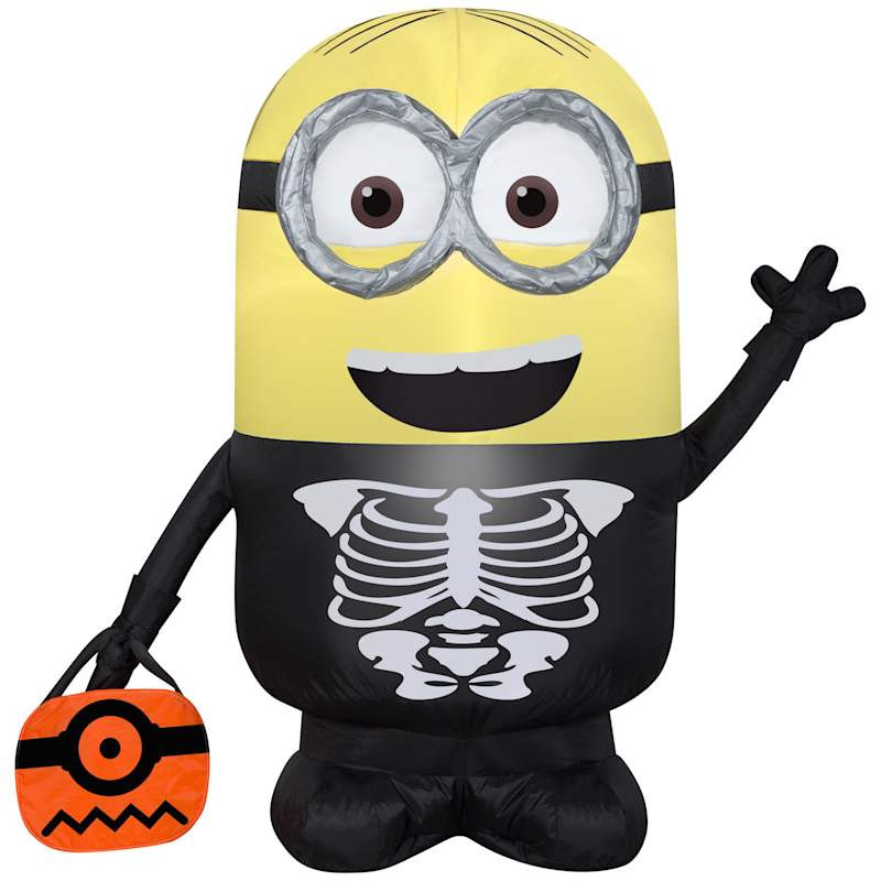 Airblown Minion Skeleton w/Pumpkin Scene, 3' | At Home