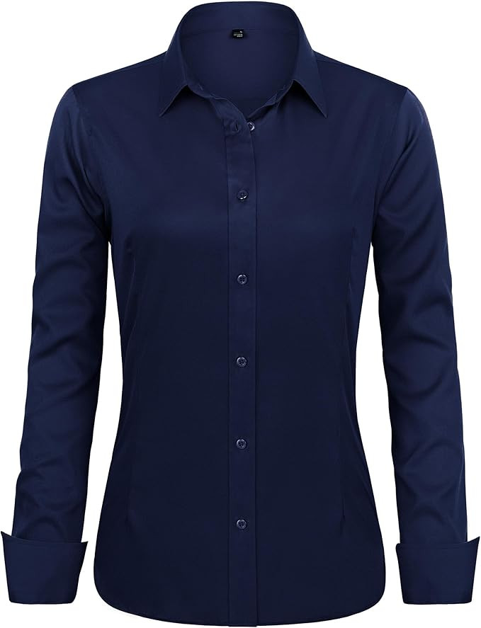 J.VER Womens Dress Shirts Long Sleeve Button Down Shirt Wrinkle-Free Business Casual Blouse Offic... | Amazon (US)