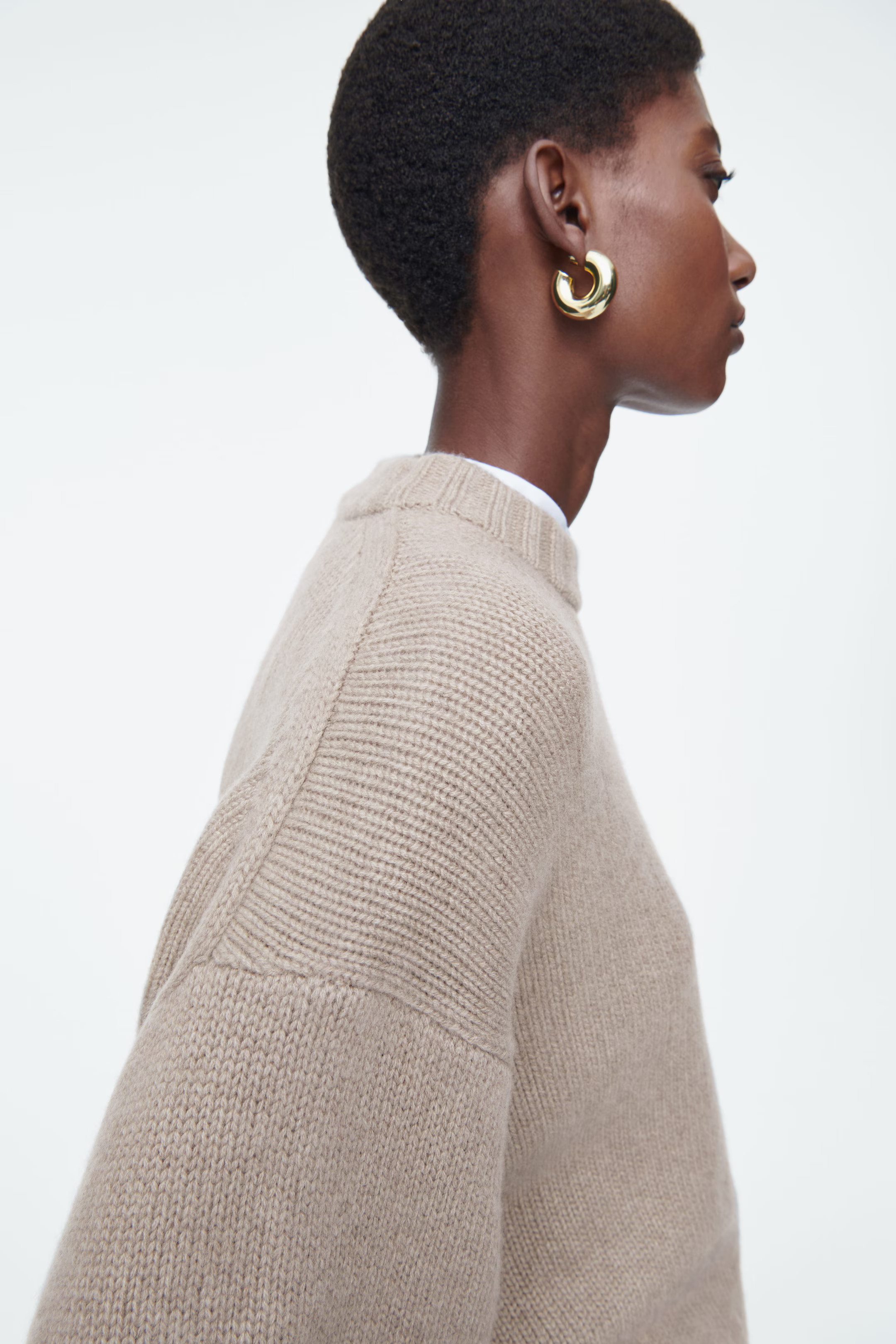 CHUNKY CASHMERE CREW-NECK JUMPER - BEIGE | COS | COS UK