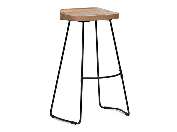 MH London Wood Bar Stool - Solid Wood Saddle Seat, Industrial Metal Legs - Kitchen Island or Coun... | Amazon (US)
