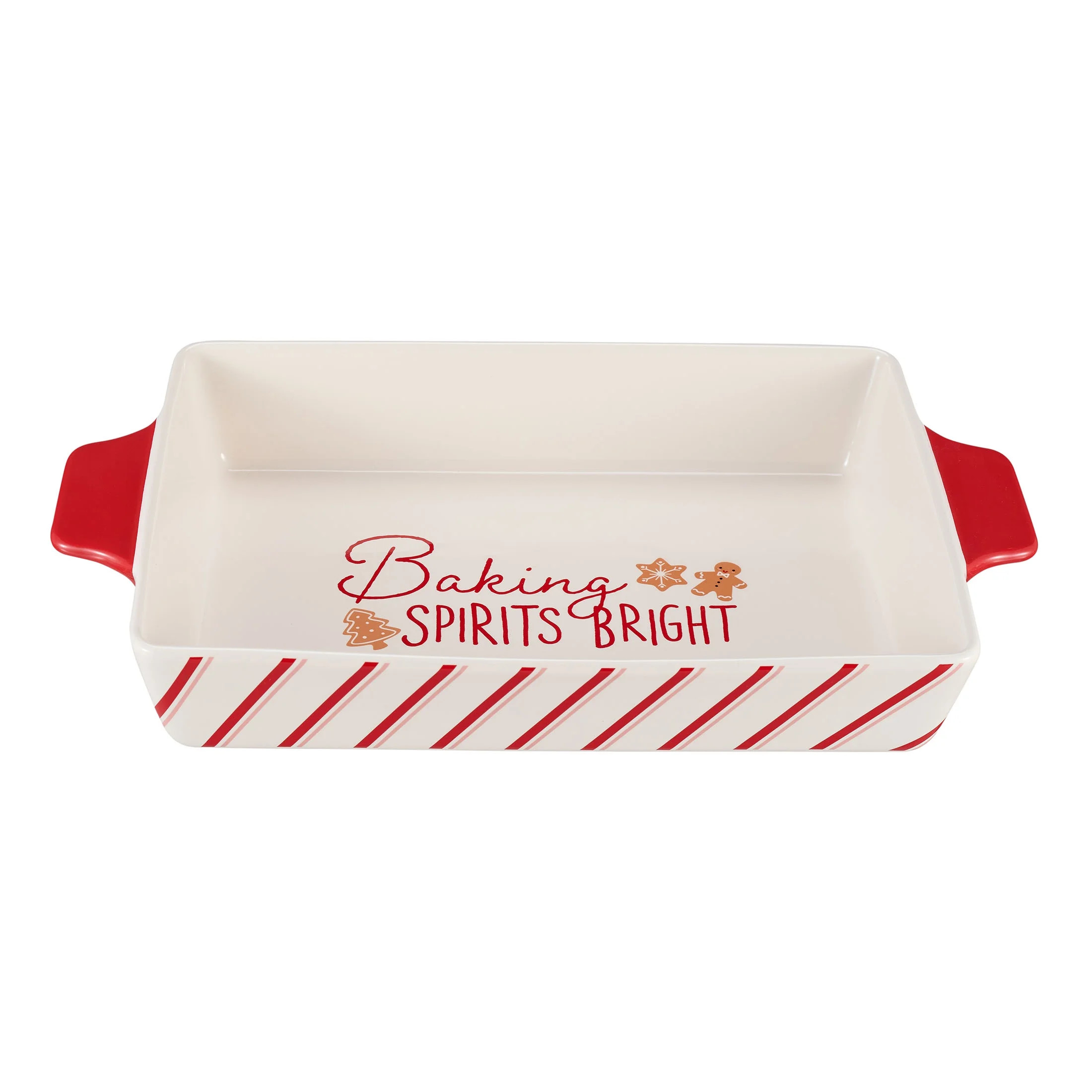 Holiday Time 9" x 13" 3.7-qt Stripes & Gingerbread Glazed Stoneware Bake & Serve Dish, Multicolor | Walmart (US)