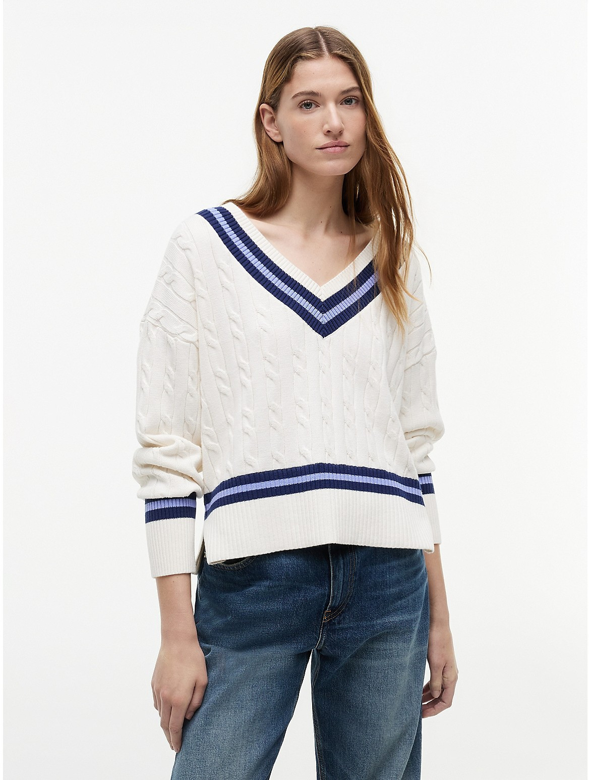 Tommy Hilfiger Women's Cable Knit Cricket Sweater - Ivory Silk - XS | Tommy Hilfiger (US)
