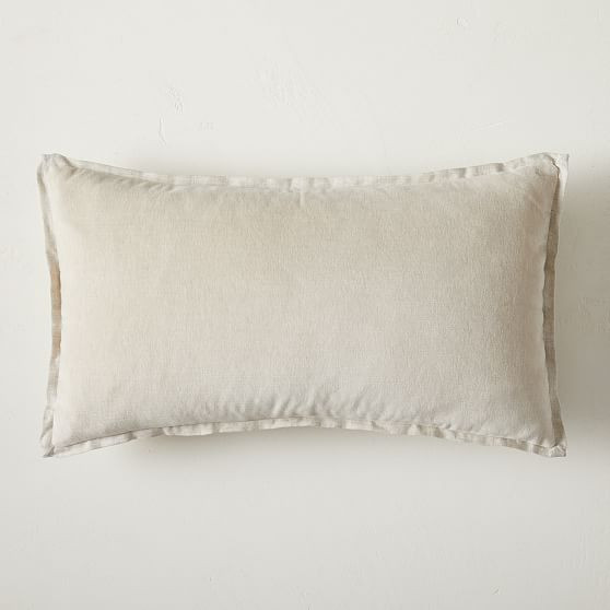Classic Cotton Velvet Pillow Cover, 12""x21"", Natural | West Elm (US)