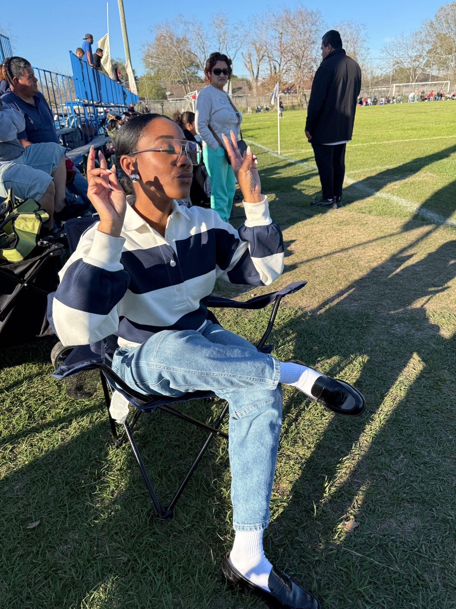 Long sleeve rugby shirt and barrel jeans paired with black loafers 

#LTKootd #LTKPetite #LTKmomlife