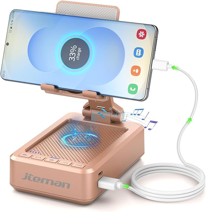 JTEMAN Cell Phone Stand with Bluetooth Speaker and Charging Function,Bluetooth Audio Power Bank B... | Amazon (US)
