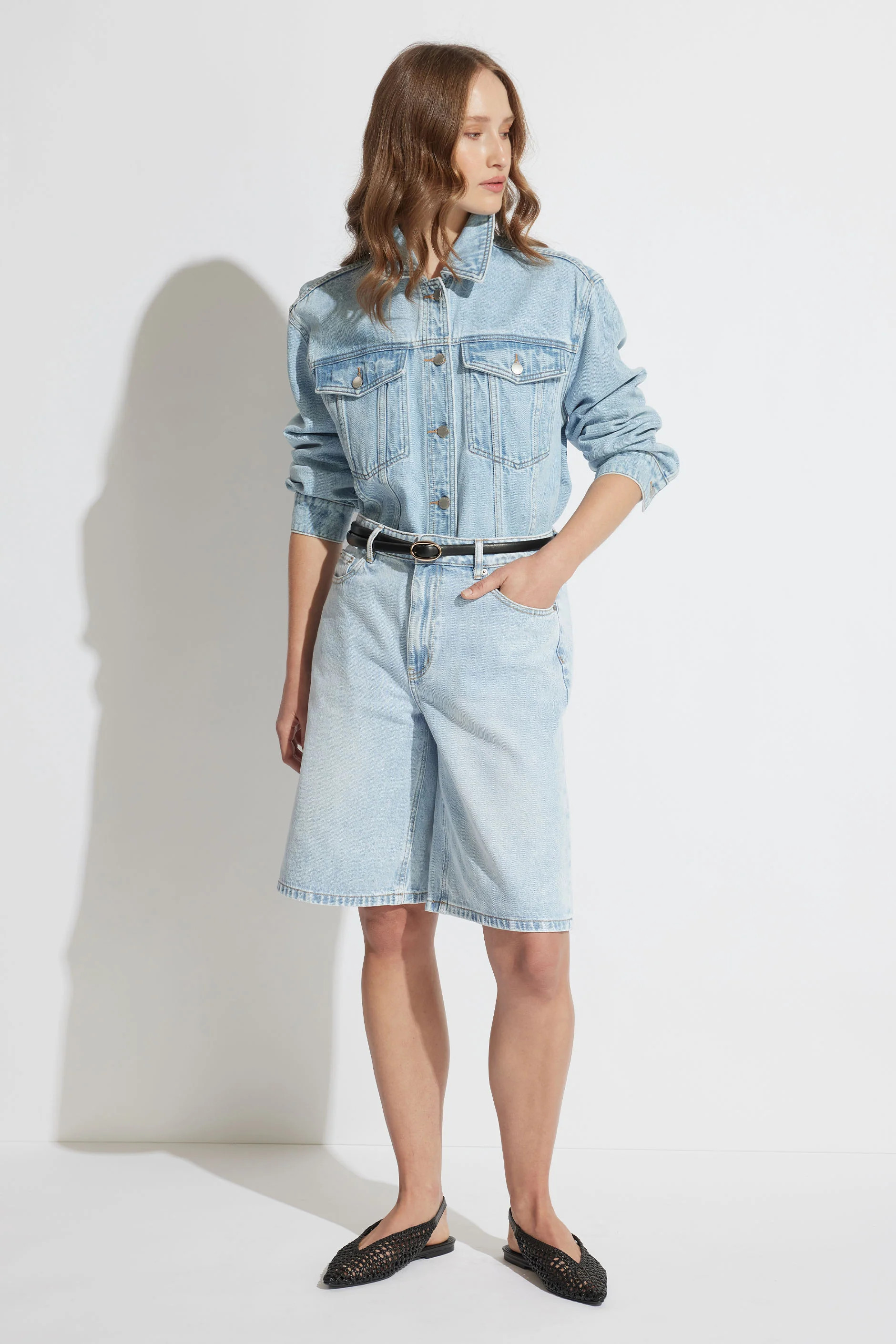 Cleo Longline Denim Short - Byron Blue | DECJUBA