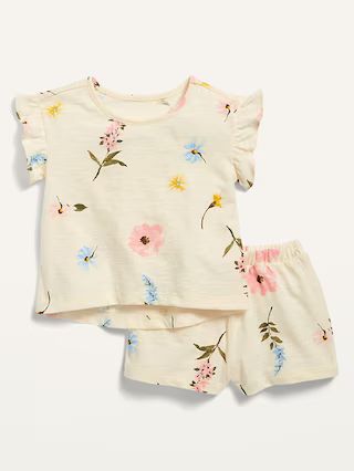 Slub-Knit Flutter-Sleeve and Shorts Set for Baby | Old Navy (US)