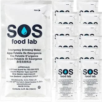 SOS Food Lab Emergency Water Pouches (12 Count, 4.2 Fl Oz Each) - Triple Purified, UV Sterilized ... | Walmart (US)
