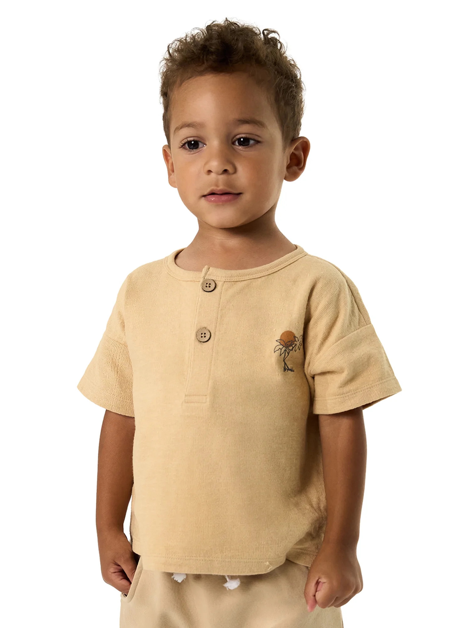Modern Moments by Gerber Toddler Boy Organic Short Sleeve Henley T-Shirt, Sizes 12M-5T | Walmart (US)