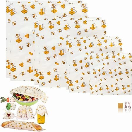 Beeswax Food Wrap (Set of 7) Sustainable Alternative to Aluminum Foil and Albal Paper - For Fruit... | Amazon (US)