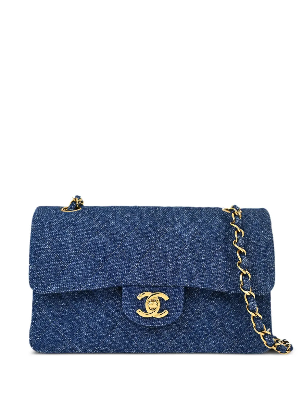 CHANEL Pre-Owned 1998 Small Double Flap Shoulder Bag | Blue | FARFETCH UK | Farfetch Global