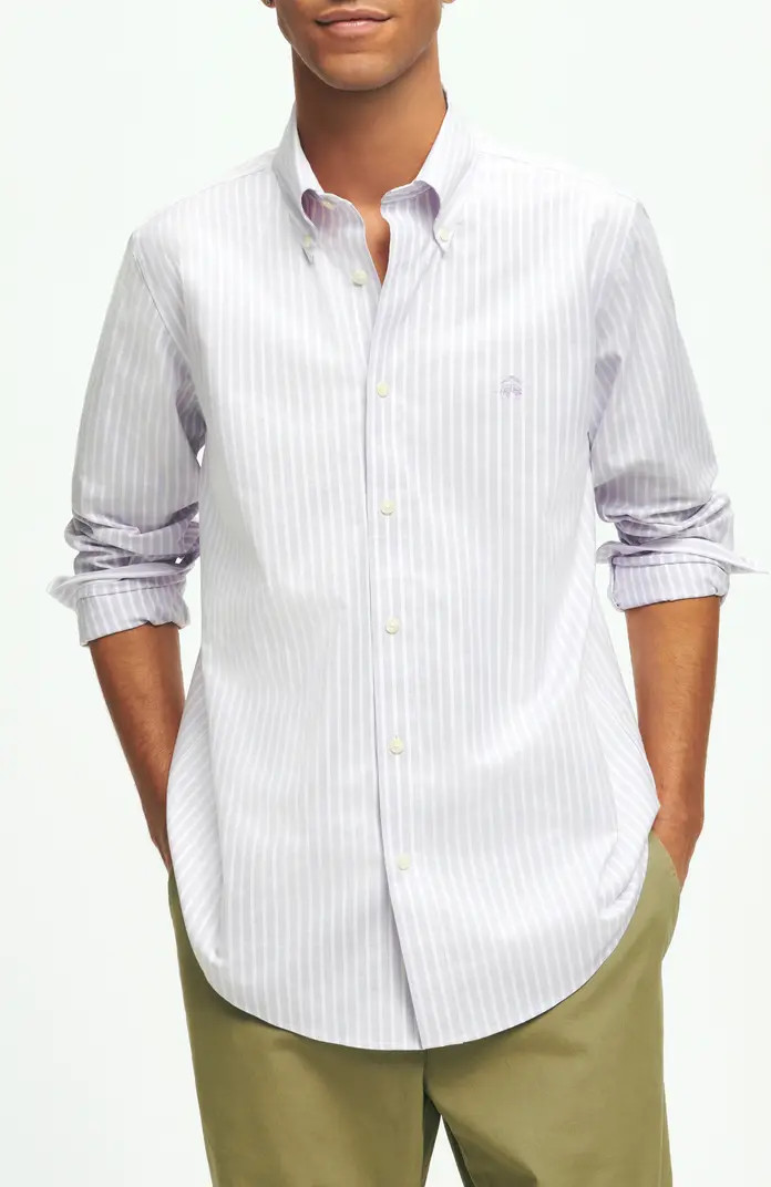 Regular Fit Stripe Stretch Button-Down Oxford Shirt | Nordstrom