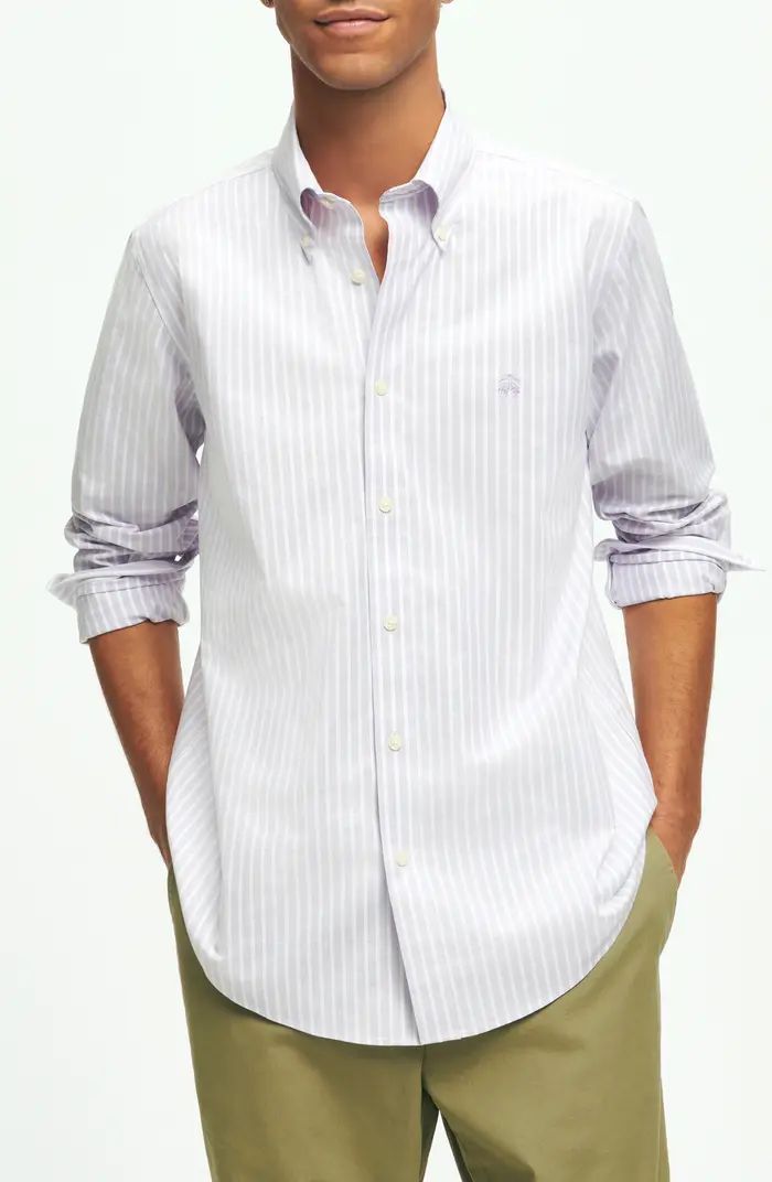 Regular Fit Stripe Stretch Button-Down Oxford Shirt | Nordstrom