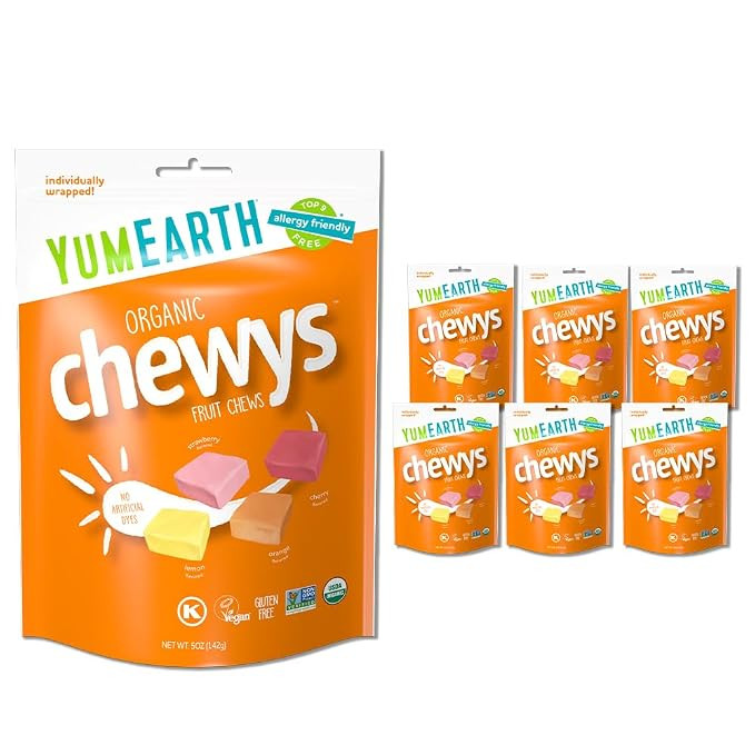 YumEarth Organic Fruit Chews - Fruit Flavored Candy Chews, No Dye, Allergy Friendly, Gluten Free,... | Amazon (US)
