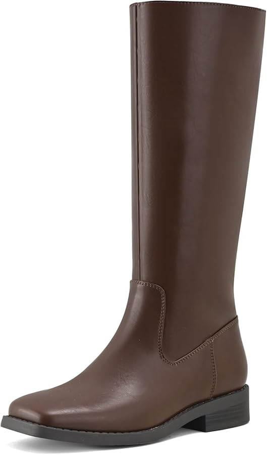 Shoe'N Tale Knee High Boots for Women Block Low Heel Stretchy Square Toe with Side Zipper Fall an... | Amazon (US)