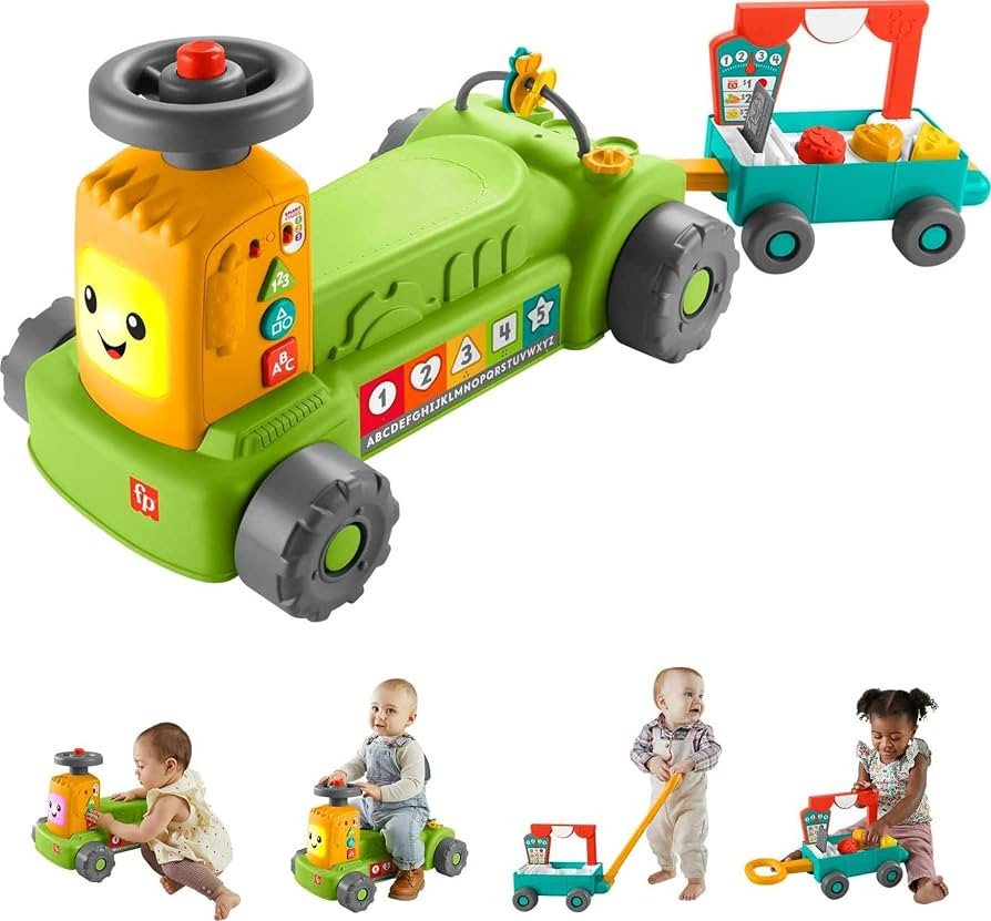 Fisher-Price Baby to Toddler Toy Laugh & Learn 4-in-1 Farm to Market Tractor Ride On with Pull Wa... | Amazon (US)