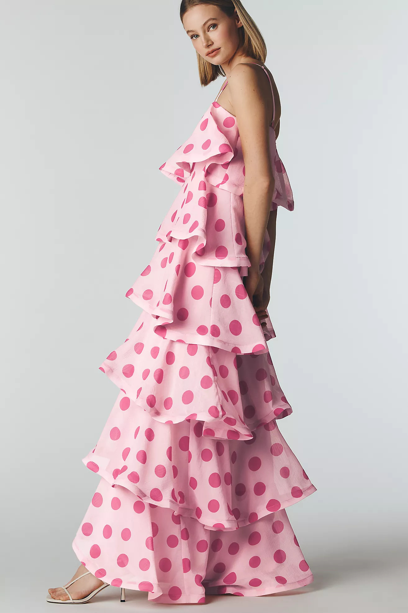 Elliatt Square-Neck Tiered Ruffle Midi Dress | Anthropologie (US)