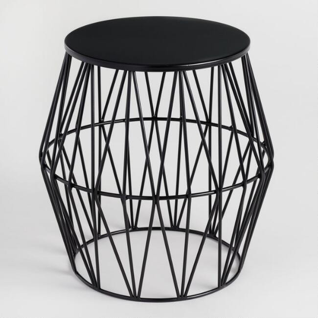 Faceted Metal Octavia Outdoor Accent Stool | World Market